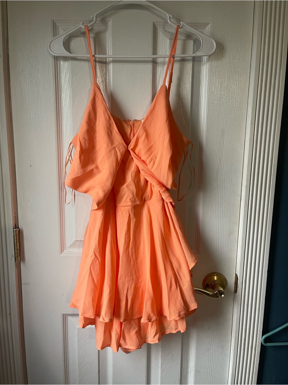 Blue Rain by Francesca boutique orange romper dress size medium